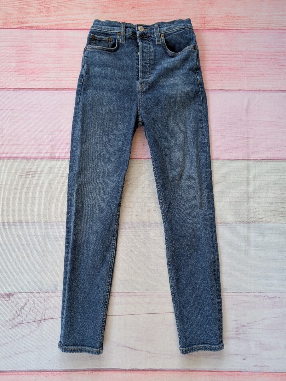 Re/Done‎ Ultra High Rise Ankle Crop Jeans 27 Medium Fade